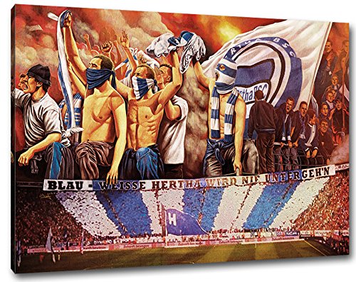 Ultras Hertha, Bild auf Leinwand Panorama, fertig gerahmt, 120 x 80 cm von Ultras-Art