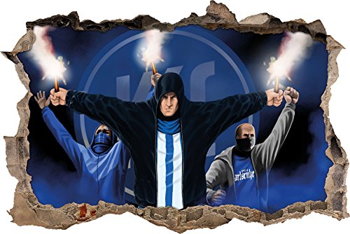 Ultras Karlsruhe mit Pyro, 3D Wandsticker Format: 62x42cm, Wanddekoration von Ultras-Art