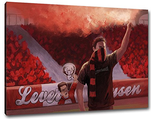 Ultras Leverkusen Format: 60x40, Bild auf Leinwand XL, fertig gerahmt von Ultras-Art