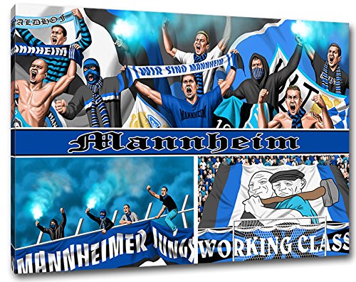 Ultras Mannheim, Bild auf Leinwand Panorama, fertig gerahmt, 120 x 80 cm von Ultras-Art