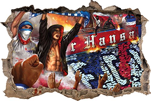 Ultras Rostock Collage, 3D Wandsticker Format: 62x42cm, Wanddekoration von Ultras-Art