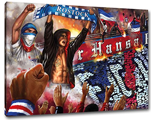 Ultras Rostock Collage Format: 120x80, Bild auf Leinwand XL, fertig gerahmt von Ultras-Art