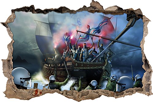 Ultras Rostock Schiff, 3D Wandsticker Format: 62x42cm, Wanddekoration von Ultras-Art