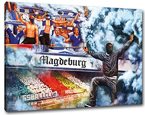 Ultras magdeburg Collage Format: 100x70, Bild auf Leinwand XL, fertig gerahmt von Ultras-Art