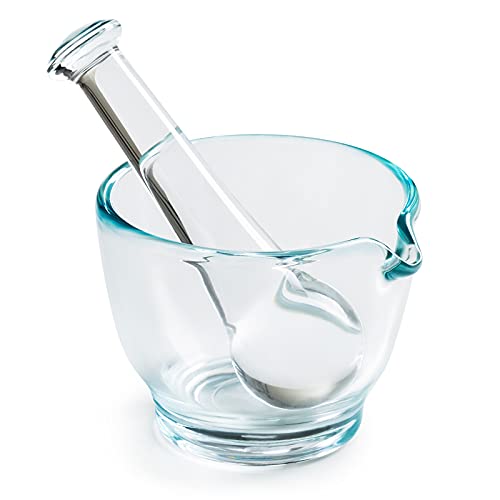 Ultrassist Mörser und Stößel, Glas, 113 ml, Medizinmühle und Mixer für Apotheke oder Wissenschaftslabor von Ultrassist