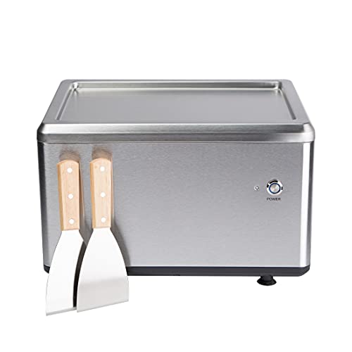 Ultratec Roll-Eismaschine, bereitet leckeres Eis für Ice Cream Rolls in nur 3 Minuten zu, Bedienung über eine Taste, vielfältige Sortenwechsel möglich, inkl. 2 Metallspachteln, Silber von Ultratec