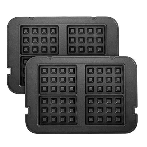 Ultratec Waffelplatten-Set für 2-in1- Kontaktgrill und Tischgrill, zum Zubereiten belgischer Waffeln, einfaches Einsetzen mit Klickmechanismus, spülmaschinen-geeignet von Ultratec