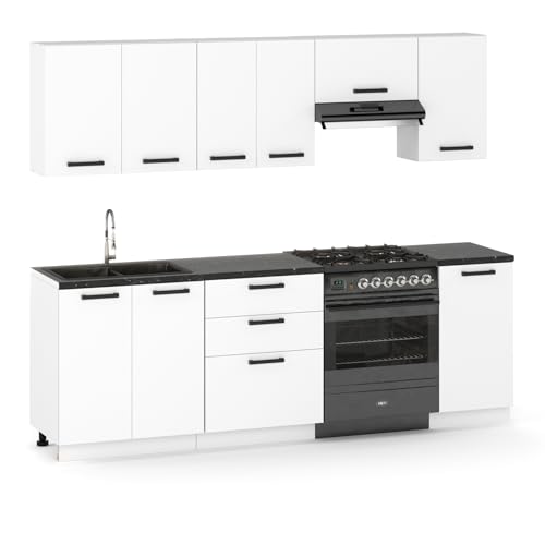 Küchenmöbelset 240 cm, Küchenbau mit Ober- und Unterschränken, Modularküche zum Selbstmontagen ohne Haushaltsgeräte, Stil Modern in WEISS MATT Küchenmöbelset 240 cm, Küchenbau mit Ober- und Unterschränken, Modularküche zum Selbstmontagen ohne Haushaltsgeräte, Stil Modern in WEISS MATT von Ulwe Home