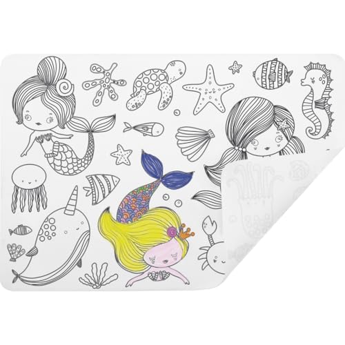 Silikon: Tischset zum Ausmalen – Thema Meerjungfrau von Ulysse Couleurs d'Enfance
