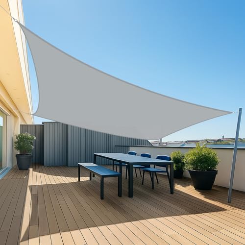 UMI Sonnensegel Wasserdicht 4x5m Rechteckig Sonnenschutz Wetterschutz PES Polyester Segel Baldachin 95% UV Schutz mit Seilen für Garten Balkon Terrasse- Hellgrau von Amazon Brand - Umi