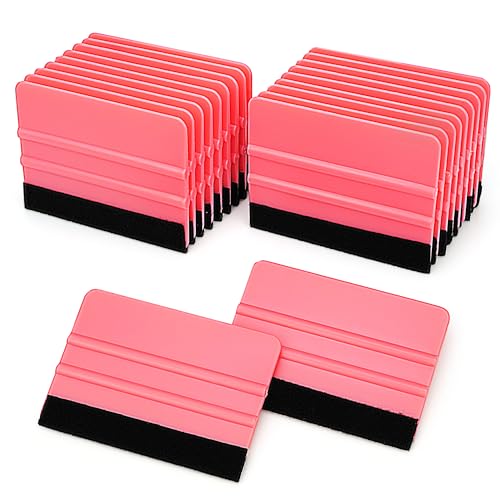 Umaki 20 Stück Autofolie Kunststoff Rakel, 10 x 7 cm Fenster Tönungsabzieher Folie Werkzeuge, Filzkantenabzieher Aufkleber Tapetenapplikator, Rosa von Umaki