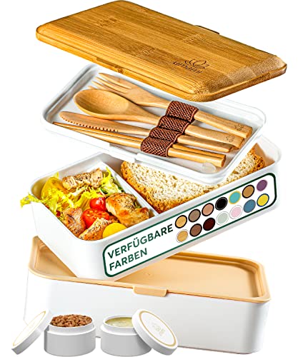 Umami All-in-1 1,2L Bento Lunchbox Erwachsene mit Besteck, 2 Saucenbehältern als Brotdosen Salat, Snack Bento Box, Auslaufsicher Brotdose Erwachsene, Inkl. Zubehör Brotdose mit Fächern für Meal Prep von Umami