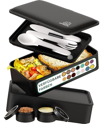 Umami All-in-1 1,2L Bento Lunchbox Erwachsene mit Besteck, 2 Saucenbehältern als Brotdosen Salat, Snack Bento Box, Auslaufsicher Brotdose Erwachsene, Inkl. Zubehör Brotdose mit Fächern für Meal Prep von Umami