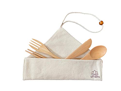 Umami CutlerySetBasicBag Besteck-Set, Holz, Beige/Bambus, einzigartig von Umami