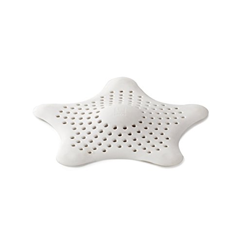 Umbra Starfish Abfluss Haarfänger mit 5 Starken Saugnäpfen – Silikon Abflusssieb und Haar Stopper für Dusche, Badewanne, Waschbecken und Spüle – Hält Abflüsse Frei von Haaren und Kleinteilen, Weiß von Umbra