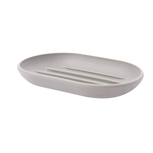 Umbra Touch Seifenschale, ovale Seifenablage mit Soft Touch Finish für Badezimmer und Küche, Grau, Medium von Umbra