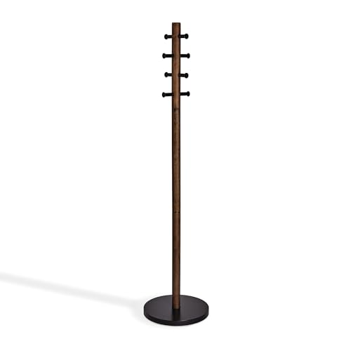 Umbra 1005871-048 Pillar Coat Rack, Garderobenständer aus Holz, Schwarz-Walnuss, 167.64 x 39.70 x 39.70cm von Umbra