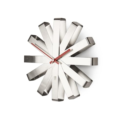 Umbra Ribbon Wanduhr, Moderne Quarz Wanduhr aus gebogenem Metall für Küche, Büro und Schlafzimmer, 30cm Umbra Ribbon Wanduhr, Moderne Quarz Wanduhr aus gebogenem Metall für Küche, Büro und Schlafzimmer, 30cm von Umbra