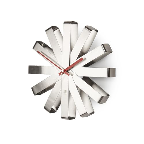 Umbra Ribbon Wanduhr, Moderne Quarz Wanduhr aus gebogenem Metall für Küche, Büro und Schlafzimmer, 30cm von Umbra