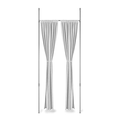 Umbra Anywhere Rod Ausziehbare Vorhangstange und Raumteiler, mobile Teleskop- und Klemmvorhangstange, Montage ohne Bohren und Schrauben D25mm, 36"-66", 91-167 cm, Nickel von Umbra