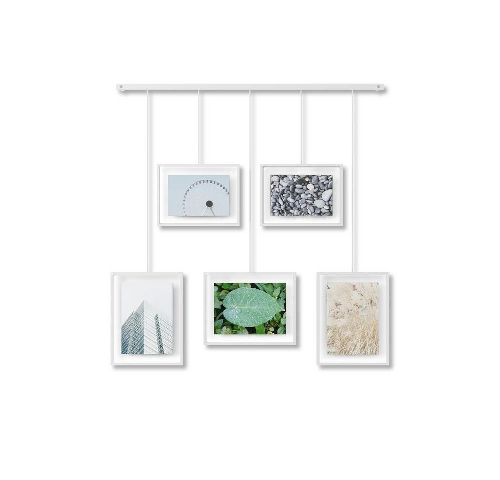 Umbra Bilderrahmen Collage Exhibit, Foto Collage, Flexibles Bilderrahmen-Set, für 5 Fotos, 70 x 79 x 3 cm, Stahl Glass, Weiß von Umbra