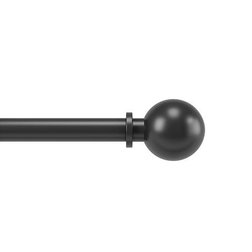 Umbra Bolas Ausziehbare Vorhangstange mit, D25mm, Einstellbar 72"-144", 183-365 cm, Schwarz von Umbra
