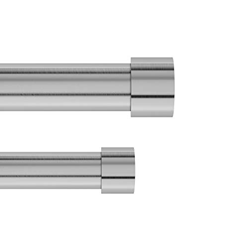 Umbra Cappa Doppel Moderne Telekop-Vorhangstange, Ausziehbar von 168 – 305 cm, Set beinhaltet 2 Gardinenstangen, Wandhalter, Befestigungsmaterial und Endstücke, Metall, Nickel, 168cm-305cm von Umbra