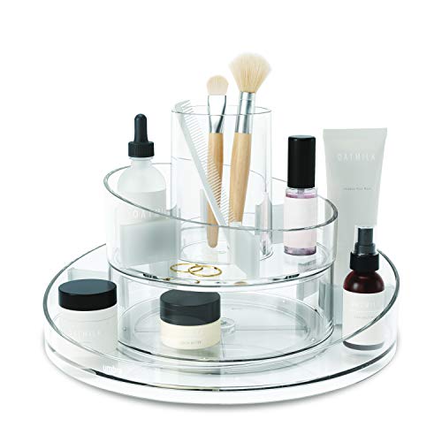 Umbra Cascada Kosmetik und Makeup Organizer mit integriertem Behälter, 2-stufig und 360 Grad drehbar, Transparent, Einheitsgröße von Umbra
