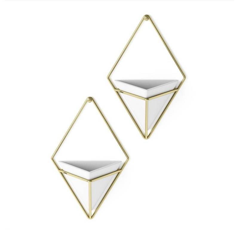 Umbra Dekovase Trigg, Wandvase & Geometrische Deko 2er Set klein Weiß/Messing von Umbra