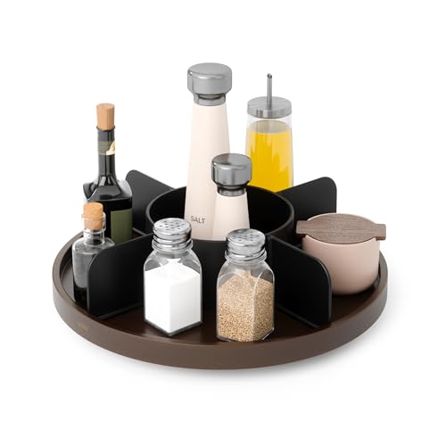 Umbra Drehbarer Organizer, Lazy Susan Drehteller, Wood, Schwarz/Walnuss, 30x30x8 cm von Umbra