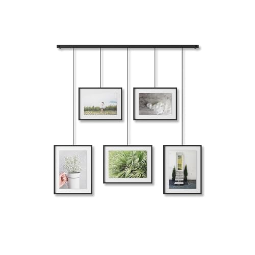 Umbra Exhibit Foto Collage Bilderrahmen – Flexibles Bilderrahmen-Set zur Horizontalen und Diagonalen Anbringung, für 5 Rahmen, Kunstdrucke, Bilder, 10 x 15 und 13 x 18 cm, Schwarz von Umbra