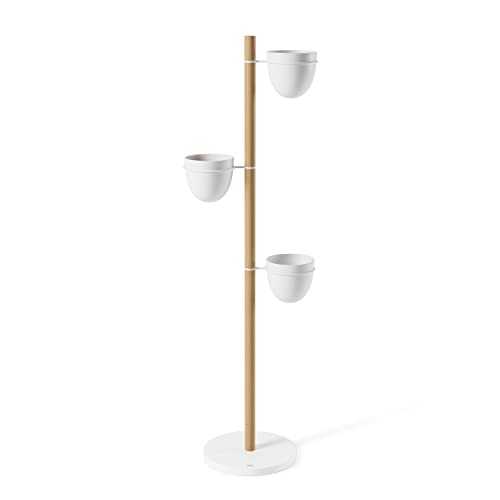 Umbra Floristand Blumenständer, Freistehender Blumentopfhalter für Sukkulenten, Luftpflanzen, Zimmerpflanzen und Mehr, Natur/Weiss, One-Size von Umbra