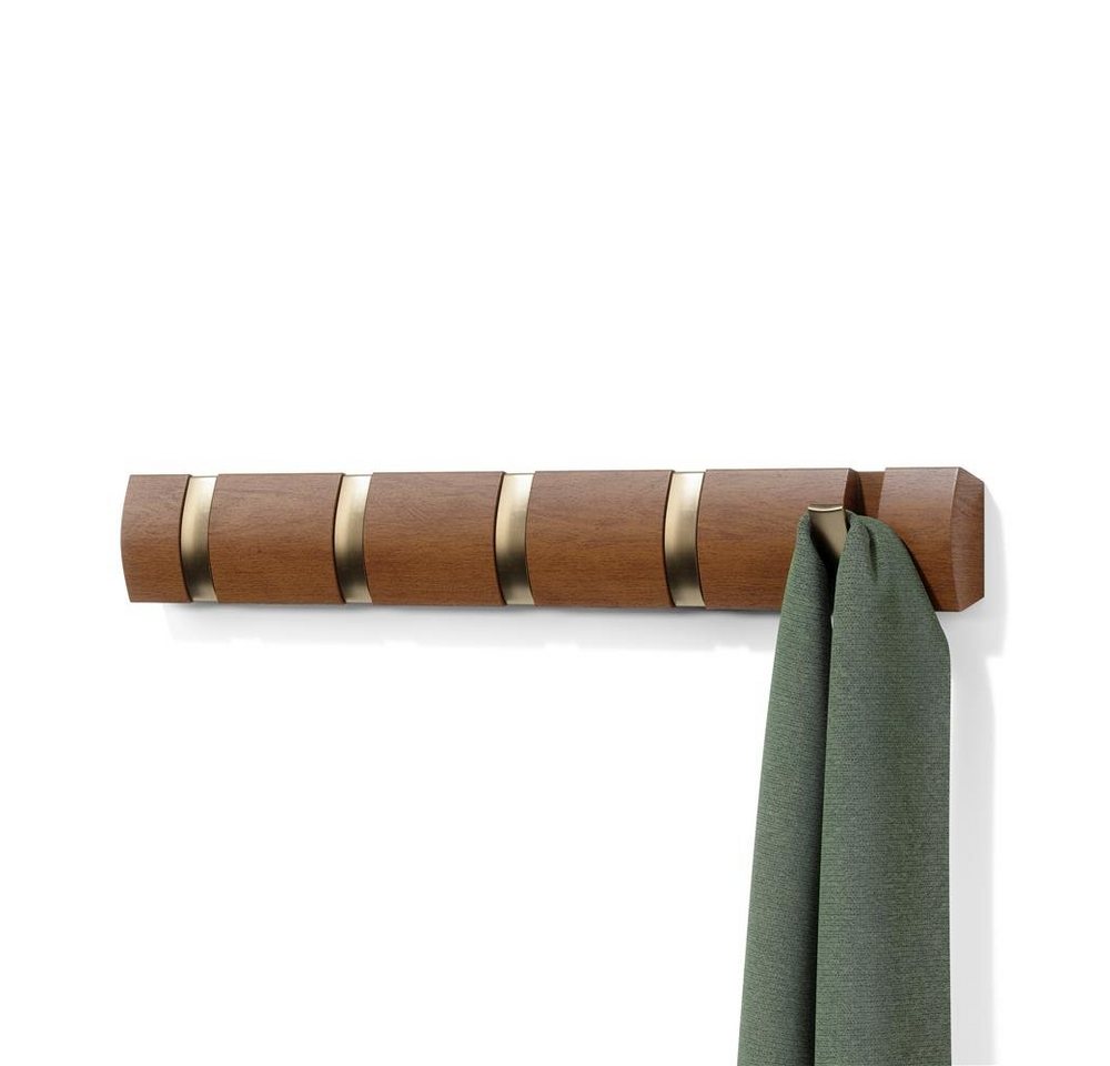 Umbra Garderobenhaken Flip 5, 51 cm, aus Holz, 5 bewegliche Haken, Garderobenleiste von Umbra