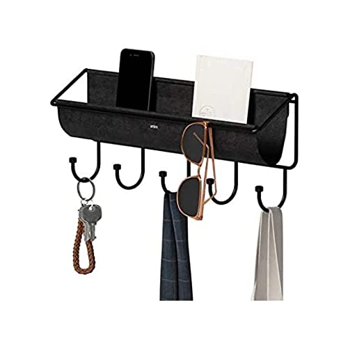 Umbra Hammock Wandablage mit Haken, Stoff, Schwarz, 41.5 x 18 x 8.5 cm von Umbra