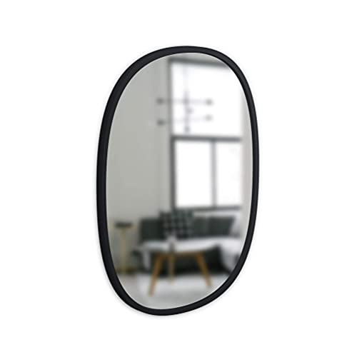 Umbra Hub Wandspiegel – Ovaler Spiegel für Diele, Badezimmer, Wohnzimmer und Mehr, Schwarz, 45x60 cm von Umbra