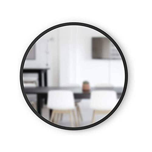 Umbra Hub Wandspiegel – Runder Spiegel für Diele, Badezimmer, Wohnzimmer und Mehr, Schwarz, 61 cm Durchmesser von Umbra