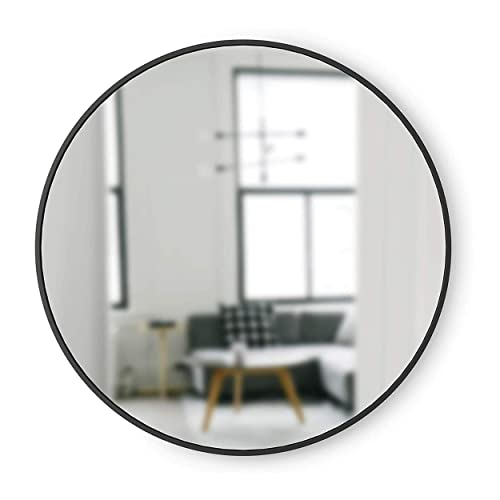 Umbra Hub Wandspiegel – Runder Spiegel für Diele, Badezimmer, Wohnzimmer und Mehr, Schwarz, 94 cm Durchmesser von Umbra