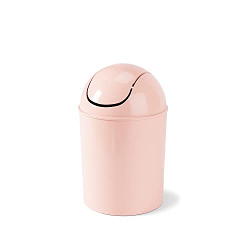 Umbra Mini-Mülleimer mit Schwingdeckel, kleiner Mülleimer für kompakte Räume unter Tischen und Theken, Miniatur-Mülleimer, abnehmbarer Deckel für Küche, Badezimmer, Schlafzimmer, Schlafsäle, Rosa von Umbra