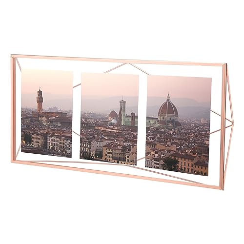 Umbra Prisma Bilderrahmen Collage 13x18 cm - Wand- und Tisch Multi-Fotorahmen für 3 Bilder, Fotos, Kunstdrucke und mehr, Metall, Kupfer von Umbra