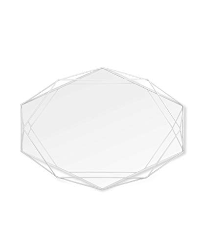 Umbra Prisma Wandspiegel für horizontale oder vertikale Anbringung, Metall, Weiß, von Umbra