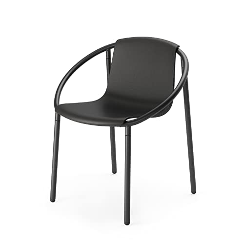 Umbra Ringo Stuhl, Moderner Esszimmerstuhl für den Innen-und Außenbereich, Legierter Stahl, Schwarz, Einheitsgrösse von Umbra
