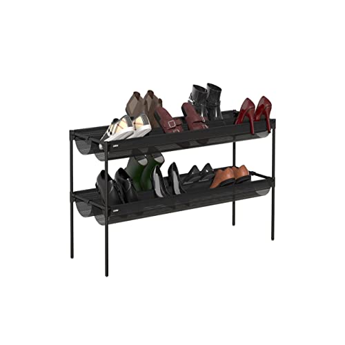 Umbra Shoe Sling Schuhablage – Stapelbares Schuhregal mit 4 Stoffablagen auf 2 Ebenen für bis zu 16 Paar Schuhe, Schwarz von Umbra