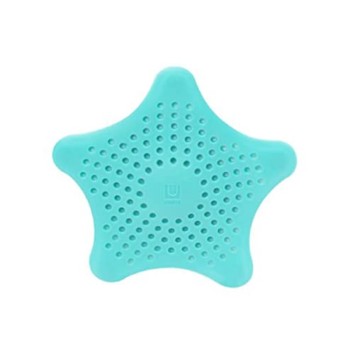 Umbra Starfish Abfluss Haarfänger mit 5 Starken Saugnäpfen – Silikon Abflusssieb und Haar Stopper für Dusche, Badewanne, Waschbecken und Spüle – Hält Abflüsse Frei von Haaren und Kleinteilen, Türkis von Umbra