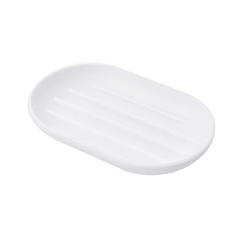 Umbra Touch Seifenschale, ovale Seifenablage mit Soft Touch Finish für Badezimmer und Küche, Weiß, 14 x 9 x 2 cm von Umbra