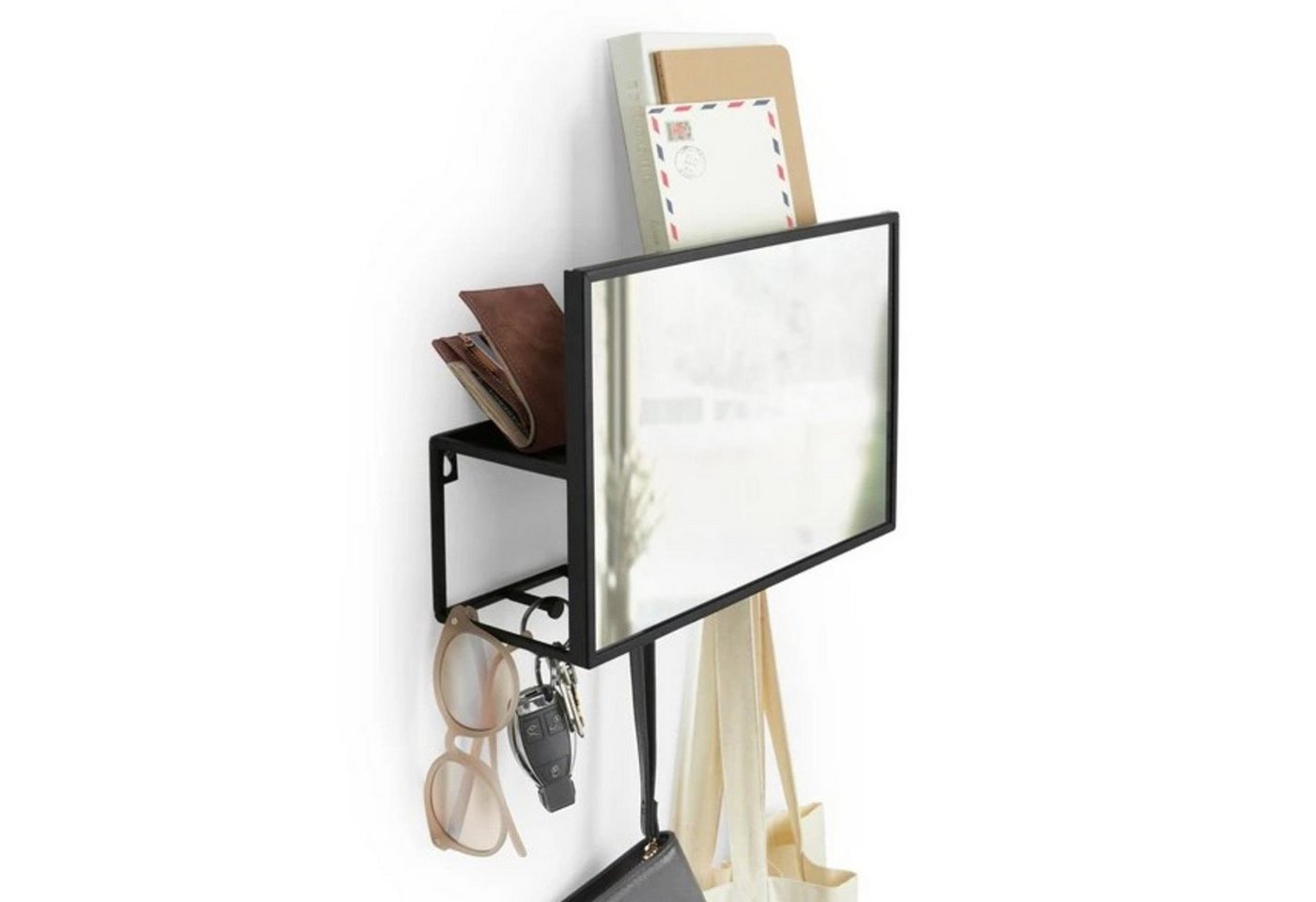 Umbra Wandgarderobe Wandspiegel mit Ablage Cubiko Organizer schwarz 10 von Umbra