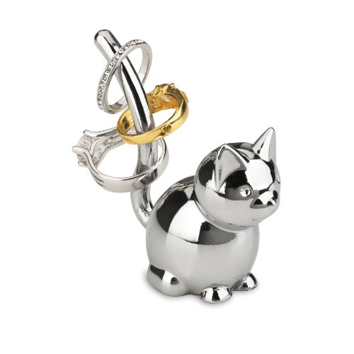 Umbra Zoola Katzen Ringhalter – Moderne Ringablage, Ideales Gastgeschenk, Metall / Silber von Umbra