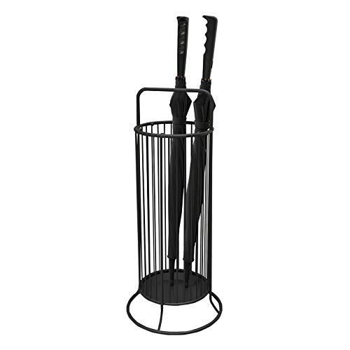 Umbrella Stand WXYZ Schirmständer Metall-Schmiedeeisen-Regenschirm-Ständer mit 6 Haken, multifunktionalen Hollowout-Regenschirm-Eimer, 29x57cm, 29x67cm (Color : Black2) von Umbrella Stand