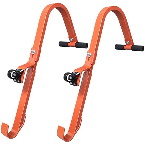Umelee Leiter Stabilisator 2 Stk, Leiterhaken mit Rad, Leiter Dachhaken Set, Universelles Leiter Zubehör mit Gummigriffen für Anti-Rutsch-Funktion, Max Belastungskapazität 250 kg von Umelee