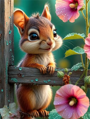 Umfarvt Diamond Painting Eichhörnchen Zaun Blumen Set für Erwachsene DIY Square Strass 80x100cm,5D diamond painting bilder Diamant Kunst Malerei Stickerei Kreuzstich Set,Wohnzimmer Wanddeko Umfarvt Diamond Painting Eichhörnchen Zaun Blumen Set für Erwachsene DIY Square Strass 80x100cm,5D diamond painting bilder Diamant Kunst Malerei Stickerei Kreuzstich Set,Wohnzimmer Wanddeko von Umfarvt