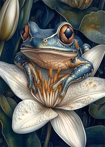 Umfarvt Diamond Painting Tier Frosch Blume Set für Erwachsene DIY Round Strass 70x90cm,5D diamond painting bilder Diamant Kunst Malerei Stickerei Kreuzstich Set,Wohnzimmer Wanddeko Umfarvt Diamond Painting Tier Frosch Blume Set für Erwachsene DIY Round Strass 70x90cm,5D diamond painting bilder Diamant Kunst Malerei Stickerei Kreuzstich Set,Wohnzimmer Wanddeko von Umfarvt